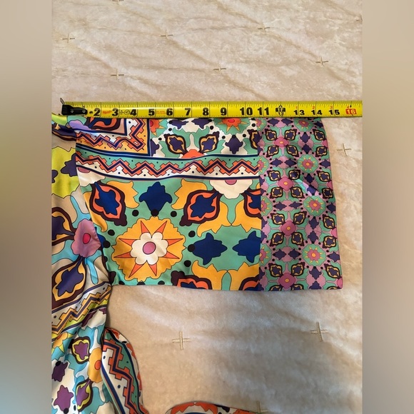 Zara Womens Geometric Satin Kimono Robe Size XS Flowy Festival Boho Hippie Beach - Picture 10 of 12